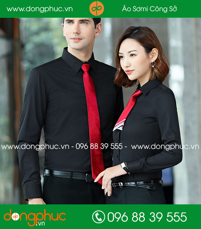  Đồng phục áo sơ mi màu đen